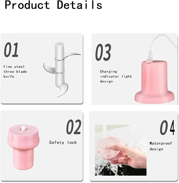 Mini Food Chopper Portable USB Rechargeable